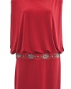 Laundry By Shelli Segal Baton Rouge Beaded Matte Jersey Blouson Dress 10