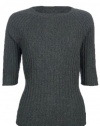 Sutton Studio Cashmere Large Ribbed Crewneck Sweater Misses (Large, Heather c...