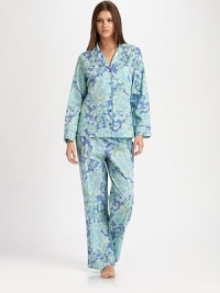 EXCLUSIVELY AT SAKS. A paisley motif in relaxing hues defines this timeless cotton silhouette with solid trim piping. Notch collarButton front closuresLong sleevesTrim pipingElastic waistbandCottonMachine washImported EXCLUSIVELY AT SAKS. A paisley motif in relaxing hues defines this timeless cotton silhouette with solid trim piping. Notch collarButton front closuresLong sleevesTrim pipingElastic waistbandCottonMachine washImported