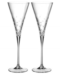 With lightly etched stars in luxe crystal, the Hollywood Hills toasting flutes from Lauren Ralph Lauren bring a touch of glamor to every celebration. With lightly etched stars in luxe crystal, the Hollywood Hills toasting flutes from Lauren Ralph Lauren bring a touch of glamor to every celebration.