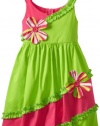 Bonnie Jean Girls 2-6X Green Bias Pieced Sundress, Green, 5