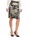 Calvin Klein Women's Printed Pencil Skirt, Black/Hon Multi, 8