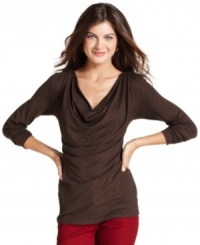 Be everyday-elegant in Jones New York Signature's pretty cowl-neck top. Pair it with anything from jeans to skirts for a polished, comfortable look. Be everyday-elegant in Jones New York Signature's pretty cowl-neck top. Pair it with anything from jeans to skirts for a polished, comfortable look.