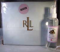 Bundle -- Two Items -- Lauren by Ralph Lauren Bedding Dunham 300 Thead Count Sateen Queen Sheet Set Bayleaf with L'essence de Provence Lavender Linen Water Spray Bundle -- Two Items -- Lauren by Ralph Lauren Bedding Dunham 300 Thead Count Sateen Queen Sheet Set Bayleaf with L'essence de Provence Lavender Linen Water Spray