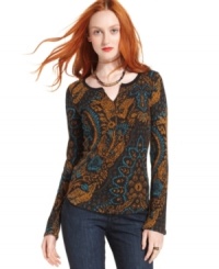 An allover floral-damask print on this Lucky Brand Jeans thermal adds a stylish spin to a wardrobe staple! An allover floral-damask print on this Lucky Brand Jeans thermal adds a stylish spin to a wardrobe staple!