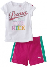 Puma - Kids Baby-girls Infant Jersey Tee And Short Set, White, 18 Months Puma - Kids Baby-girls Infant Jersey Tee And Short Set, White, 18 Months