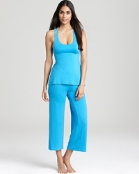 Lounge around in style in this racerback tank and matching capri pants. Lounge around in style in this racerback tank and matching capri pants.