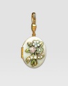 Opal-look CRYSTALLIZED - Swarovski Elements sparkle on this handcrafted, hand-enameled birthstone locket that opens to hold a favorite photo. Crystal Enamel 18k goldplated brass & brass-plated pewter Month indicated on the back Length, about 1¼ Width, about 1 Spring clip clasp Made in USA