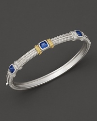 Faceted corundum lends brilliance to 18K gold detailed sterling silver. By Judith Ripka. Faceted corundum lends brilliance to 18K gold detailed sterling silver. By Judith Ripka.