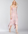 Floaty and ethereal, INC's printed dress features sexy straps and an adorable handkerchief hem!