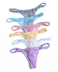 So frilly and pretty. JT Intimates Floral Lace g-string features string sides with charming lace ruffles and bow details. Style #18971LTH So frilly and pretty. JT Intimates Floral Lace g-string features string sides with charming lace ruffles and bow details. Style #18971LTH