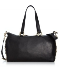 Add some rocker-chic attitude to your everyday accessorizing with this standout style from Juicy Couture. Soft leather is outfitted with edgy stud accents and bold buckle detailing, for a definite downtown look. Add some rocker-chic attitude to your everyday accessorizing with this standout style from Juicy Couture. Soft leather is outfitted with edgy stud accents and bold buckle detailing, for a definite downtown look.