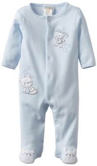 ABSORBA Baby-Boys Newborn Friends Cotton Footie, Blue, 3-6 Months