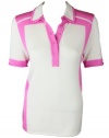 Chris Benz womens pink icing short sleeve cashmere blend polo top M