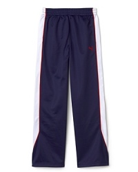 PUMA renders the classic warm-up pant in fine fashion, adding contrast colorblocks along the legs, trimmed with contrast piping. PUMA renders the classic warm-up pant in fine fashion, adding contrast colorblocks along the legs, trimmed with contrast piping.