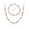 Sterling Silver 5.5-6mm Genuine Freshwater Cultured Multi-Color Pearl Necklace Bracelet & Stud Earring Set