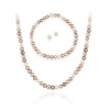 Sterling Silver 5.5-6mm Genuine Freshwater Cultured Multi-Color Pearl Necklace Bracelet & Stud Earring Set