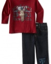 Nannette Baby-boys Infant Moose 2 Piece Pant Set, Red, 12 Months