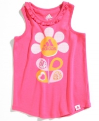 Grow her sporty style with this adorable, ruffled tank from adidas. (Clearance) Grow her sporty style with this adorable, ruffled tank from adidas. (Clearance)