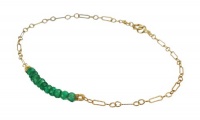 14k Gold Chain and Clasp with Gemstone Faceted Rondelle Accents Bracelet, 7.5 14k Gold Chain and Clasp with Gemstone Faceted Rondelle Accents Bracelet, 7.5