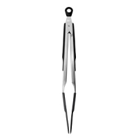The OXO GOOD GRIPS Silicone Flexible Tongs combine the strength of stainless steel with the advantages of silicone. The silicone outer layer is heat resistant to 600 degrees Fahrenheit, safe for nonstick cookware and bonded to a sturdy stainless steel core. The Tongs have a flat head shape with thin, flexible edges that glide easily beneath foods and are perfect for flipping fragile foods while keeping them intact, such as fish and scallops. The straight front edge is also great for deglazing and scraping the bottom of pans. The OXO GOOD GRIPS Silicone Flexible Tongs combine the strength of stainless steel with the advantages of silicone. The silicone outer layer is heat resistant to 600 degrees Fahrenheit, safe for nonstick cookware and bonded to a sturdy stainless steel core. The Tongs have a flat head shape with thin, flexible edges that glide easily beneath foods and are perfect for flipping fragile foods while keeping them intact, such as fish and scallops. The straight front edge is also great for deglazing and scraping the bottom of pans.