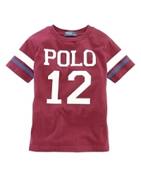 A Polo Graphic Tee is rendered in soft cotton for a classic look. A Polo Graphic Tee is rendered in soft cotton for a classic look.
