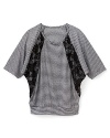 Aqua Girls' Stripe and Lace Dolman Top - Sizes S-XL
