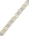 Style and sophistication combine on YellOra™'s chic men's bracelet. A rectangular-link design showcases rows of round-cut diamonds (2 ct. t.w.). Precious metal made from a combination of pure gold, sterling silver and palladium. Approximate length: 8-1/2 inches.