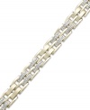 Style and sophistication combine on YellOra™'s chic men's bracelet. A rectangular-link design showcases rows of round-cut diamonds (2 ct. t.w.). Precious metal made from a combination of pure gold, sterling silver and palladium. Approximate length: 8-1/2 inches.