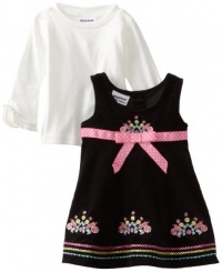 Blueberi Boulevard Baby-girls Infant Ribbon Flowers Corduroy Jumper With Top, Black, 12 Months Blueberi Boulevard Baby-girls Infant Ribbon Flowers Corduroy Jumper With Top, Black, 12 Months