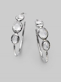 Three radiant ovals of faceted clear quartz, elegantly set in a hoop of sterling silver. Clear quartz Sterling silver Diameter, about 1½ Post back Imported Three radiant ovals of faceted clear quartz, elegantly set in a hoop of sterling silver. Clear quartz Sterling silver Diameter, about 1½ Post back Imported