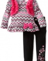 Nannette Baby-Girls Infant 2 Piece Zig Zag Pant Set, Pink, 18 Months