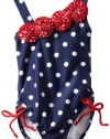 Hartstrings Girls 2-6X Toddler Americana One Piece Bathing Suit, Navy White Duo, 2T