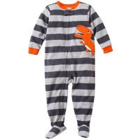 Carter's Grey Striped Orange Dino Footed Sleeper 12 Months - 5t Carter's Grey Striped Orange Dino Footed Sleeper 12 Months - 5t