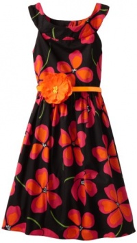 Bloome Girls 7-16 Floral Casual Dress, Black/Pink/Orange, 12 Bloome Girls 7-16 Floral Casual Dress, Black/Pink/Orange, 12