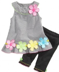 A flower for the lady. Treat your special, sweet girl to blossoms that will last with this precious tunic and legging set from Bonnie Jean. A flower for the lady. Treat your special, sweet girl to blossoms that will last with this precious tunic and legging set from Bonnie Jean.
