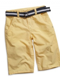 GUESS Kids Boys Big Boy Flat Front Belted Shorts, YELLOW (20)