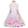 Bonnie Jean Pink Multi Color Dot Birthday Sheer Dress Girl 12M-6X