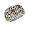 925 Silver, Amethyst & Blue Topaz Ring with 18k Gold Accents (0.65ctw) Sizes 6-8