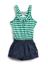 GUESS Kids Girls Striped Romper, GREEN (6X) GUESS Kids Girls Striped Romper, GREEN (6X)