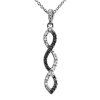 Sterling Silver Black and White Diamond Infinity Twist Pendant ( .12cttw 18 Chain)
