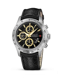 A diamante embossed leather strap lends Gucci's signature look to this versatile, timeless wristwatch. A diamante embossed leather strap lends Gucci's signature look to this versatile, timeless wristwatch.