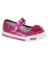 Teach her early that cute and comfortable can co-exist. Sequin shoes from Stride Rite feature a lightweight outsole for a shoe that both looks and feels good. Teach her early that cute and comfortable can co-exist. Sequin shoes from Stride Rite feature a lightweight outsole for a shoe that both looks and feels good.