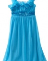 Ruby Rox Kids Girls 7-16 Ruffle Wire Neck Dress, Ice Blue, Large