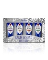 The latest collection of best-selling balms with a new, limited-edition flavor! This super troupe of Jack Black's famous, moisturizing, SPF 25 balms keeps lips healthy and protected all year long. With classic Natural Mint & Shea Butter, Grapefruit & Ginger, Shea Butter & Vitamin E and limited-edition Acai Berry & Vanilla, Balm Squad Lip Quad makes the ultimate stocking stuffer. Ready to gift in a festive, elegant carton.