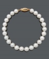 The perfect gift for yourself or a loved one - pearls are both timeless and elegant. Bracelet features A+ Akoya cultured pearls (6-1/2-7 mm) with a 14k gold clasp. Approximate length: 7-1/2 inches.