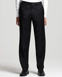 BOSS Black offers up a sleek, flat-front dress pant in soft wool. BOSS Black offers up a sleek, flat-front dress pant in soft wool.