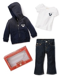 The perfect gift for your future jeans fan, this True Religion set features a cozy hoodie, cute tee and rugged Baby Billy jeans. The perfect gift for your future jeans fan, this True Religion set features a cozy hoodie, cute tee and rugged Baby Billy jeans.