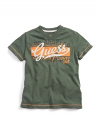 GUESS Kids Boys V-Neck GUESS Kids Boys Screen Tee, DUSTY GREEN (12/14)