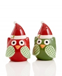 Irresistibly cute and cartoonish, Christmas Cut-Outs owl salt and pepper shakers set the tone for a holly, jolly Christmas. Irresistibly cute and cartoonish, Christmas Cut-Outs owl salt and pepper shakers set the tone for a holly, jolly Christmas.